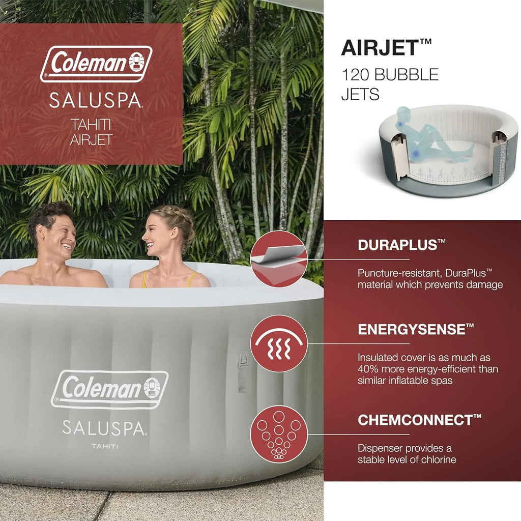 Spa gonflable d'extérieur Bestway Palm Springs EnergySense Smart AirJet Plus pour 4 à 6 personnes avec 140 AirJets et couverture isolante