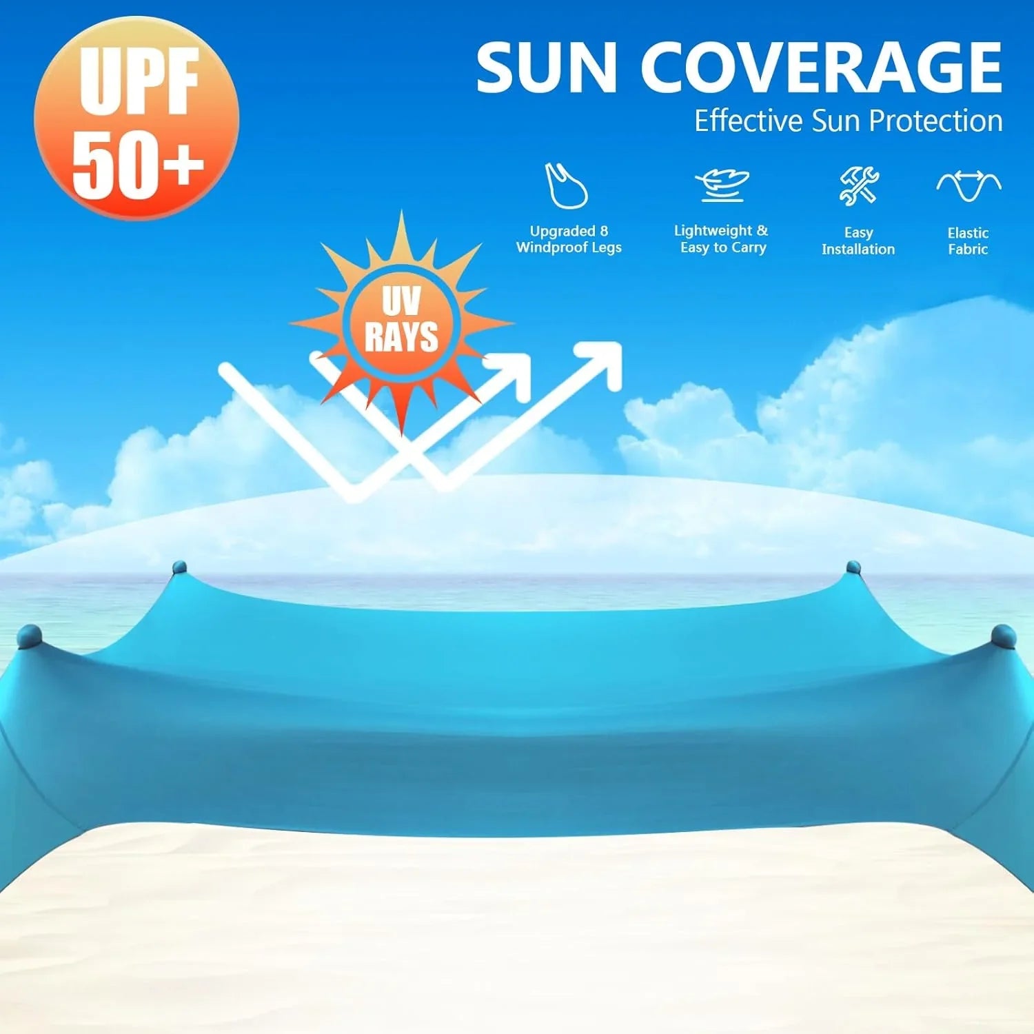 Auvent de tente de plage, auvent de tente de plage de 10 x 10 pieds, auvent robuste