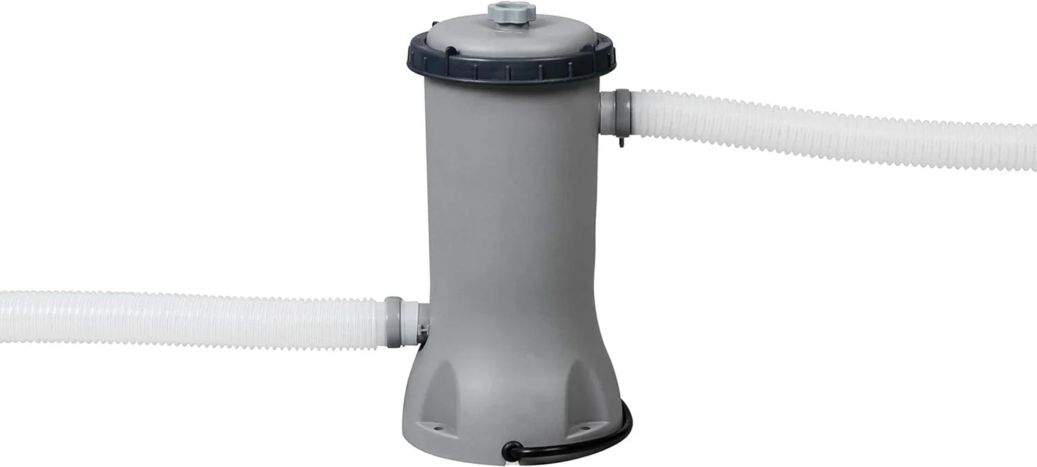 Piscine hors sol ovale Power Steel 4,3 m x 2,4 m x 100 cm | Comprend une pompe de filtration de 2070 litres, une échelle et un distributeur ChemConnect.