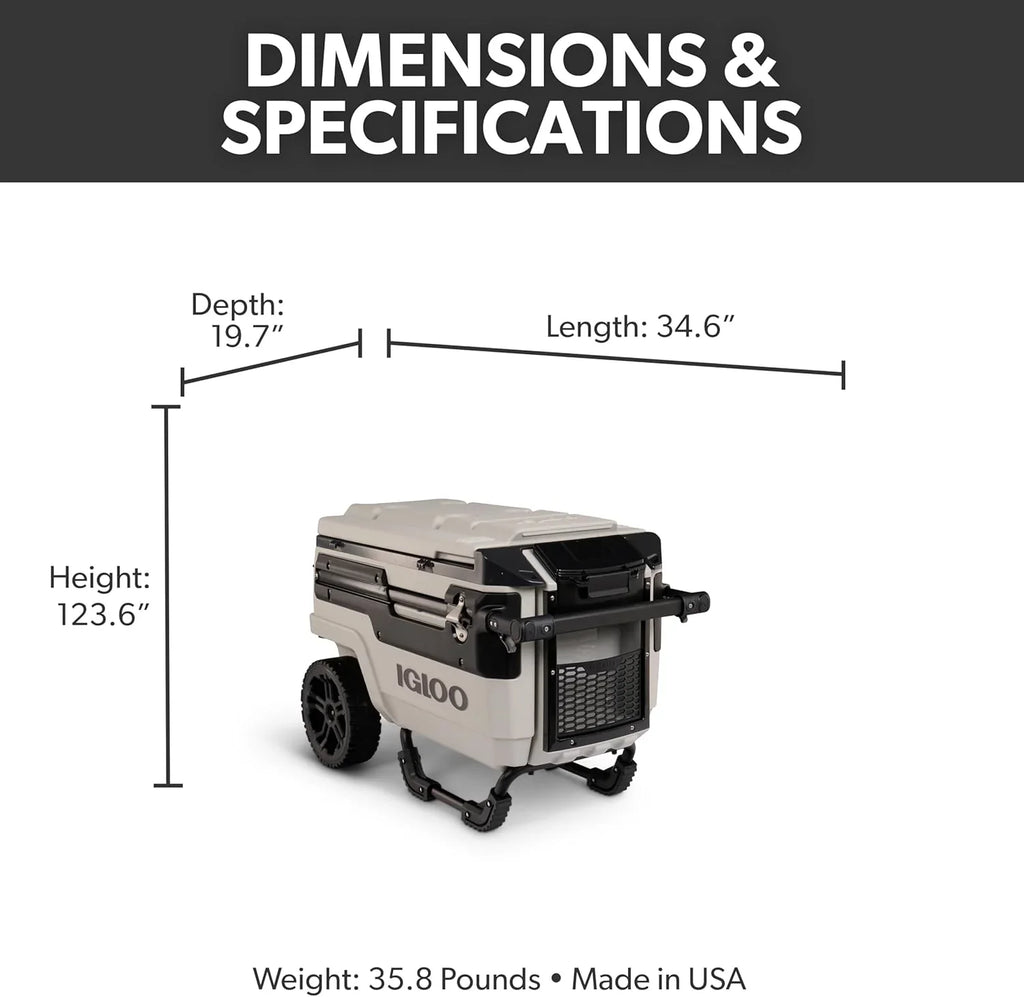Glacière à roulettes de 70 pintes, glacière isotherme à coque rigide