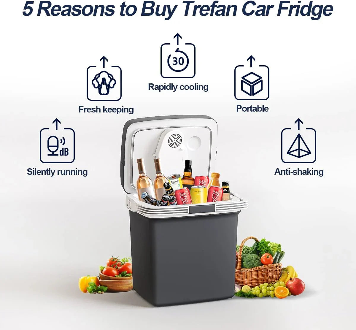 Glacière et chauffage électriques 28QT/26L, réfrigérateur de voiture portable (48℉~139℉), prise de glacière de voiture, glacière électrique de voiture AC/DC