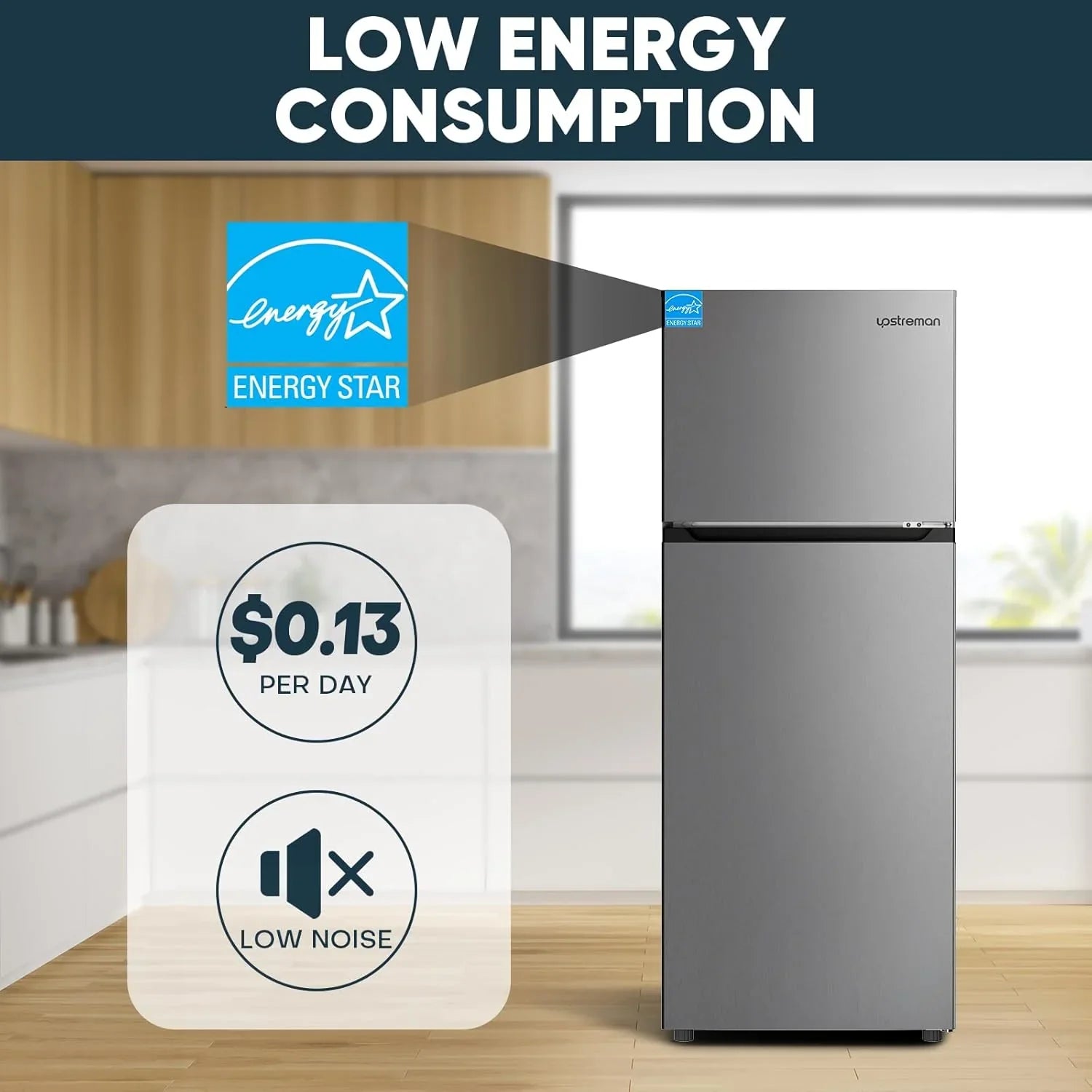 Réfrigérateur Upstreman de 7,7 pieds cubes avec congélateur, double porte,