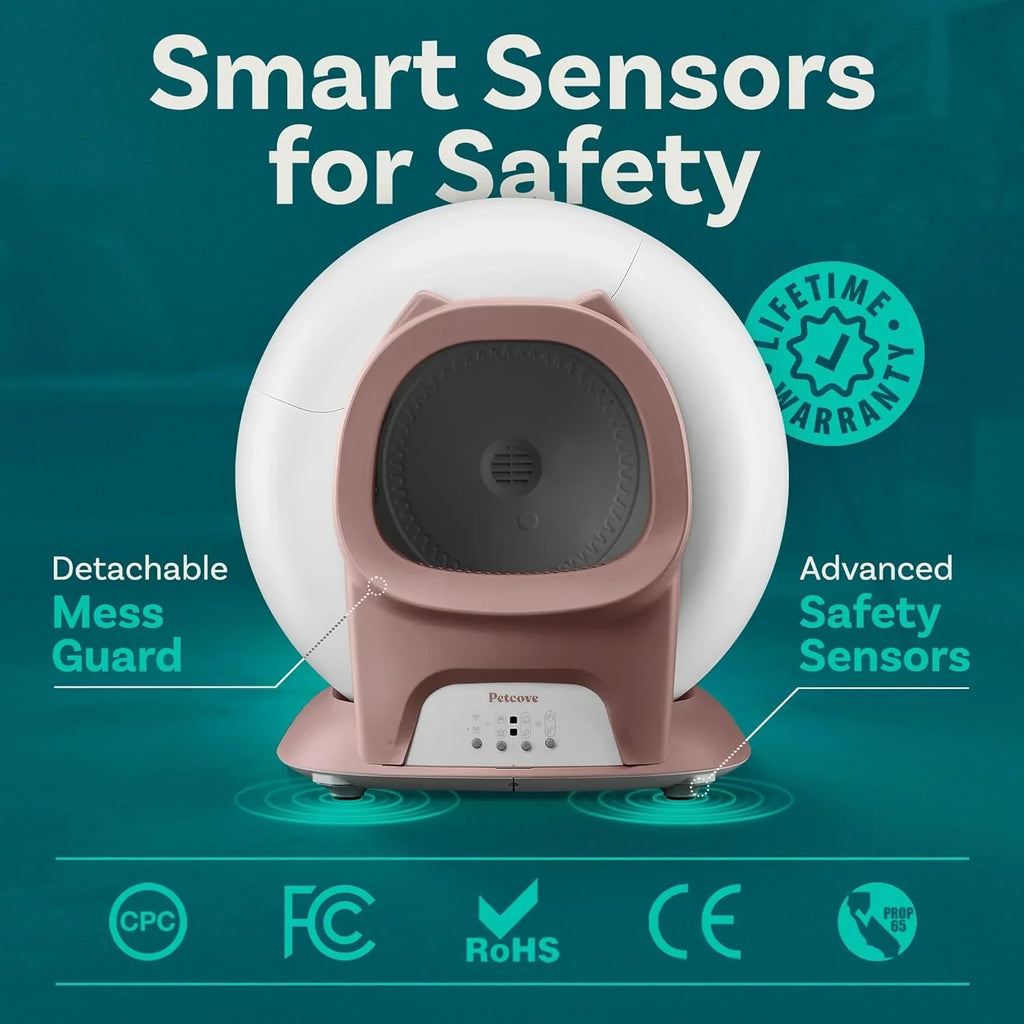 Bac à litière automatique pour chat autonettoyant avec capteur de sécurité, adapté à plusieurs chats