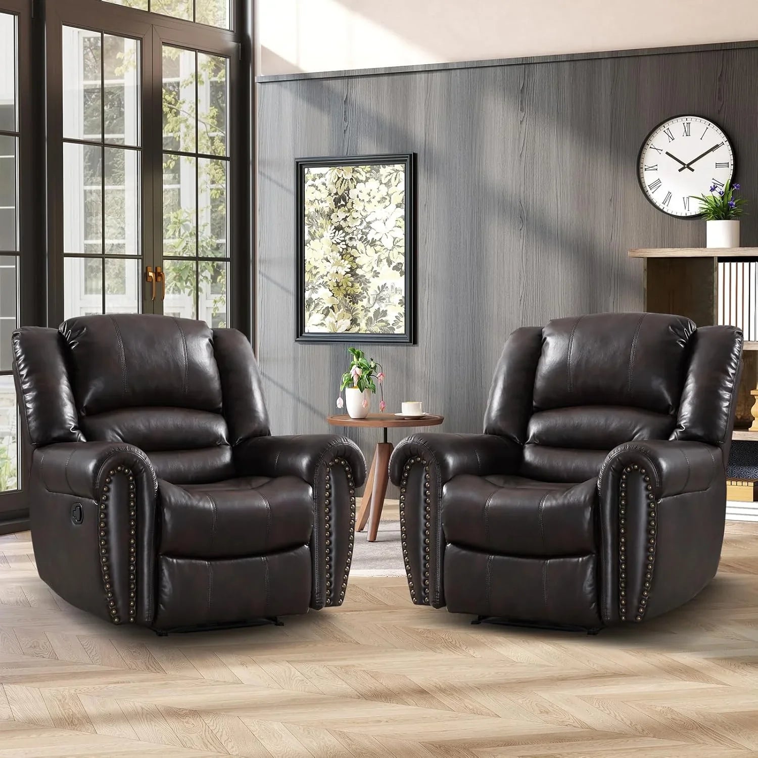 Fauteuil inclinable en cuir, fauteuil inclinable manuel traditionnel classique, canapé simple pour le salon