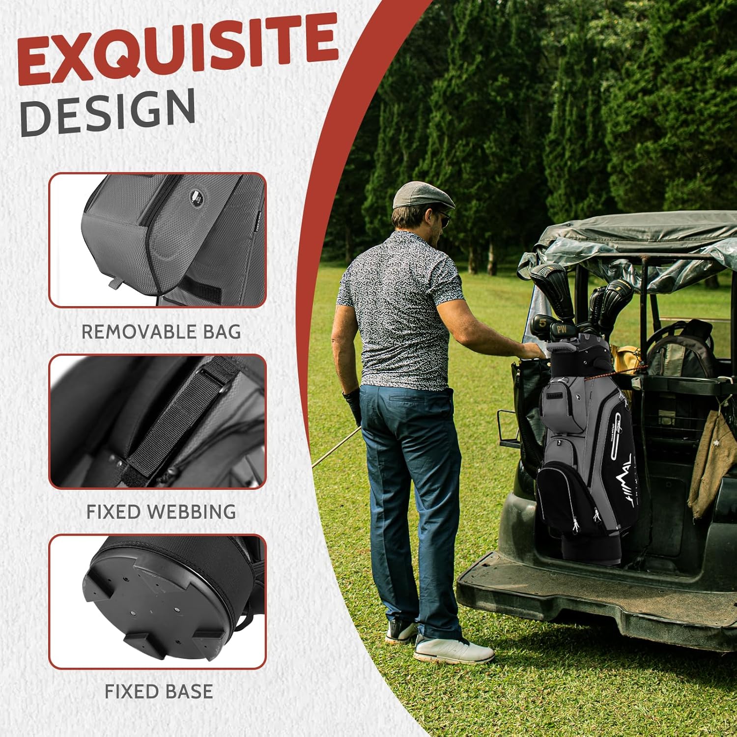 Sac de golf chariot Pro 14 compartiments avec compartiments sur toute la longueur, sac de golf pour homme