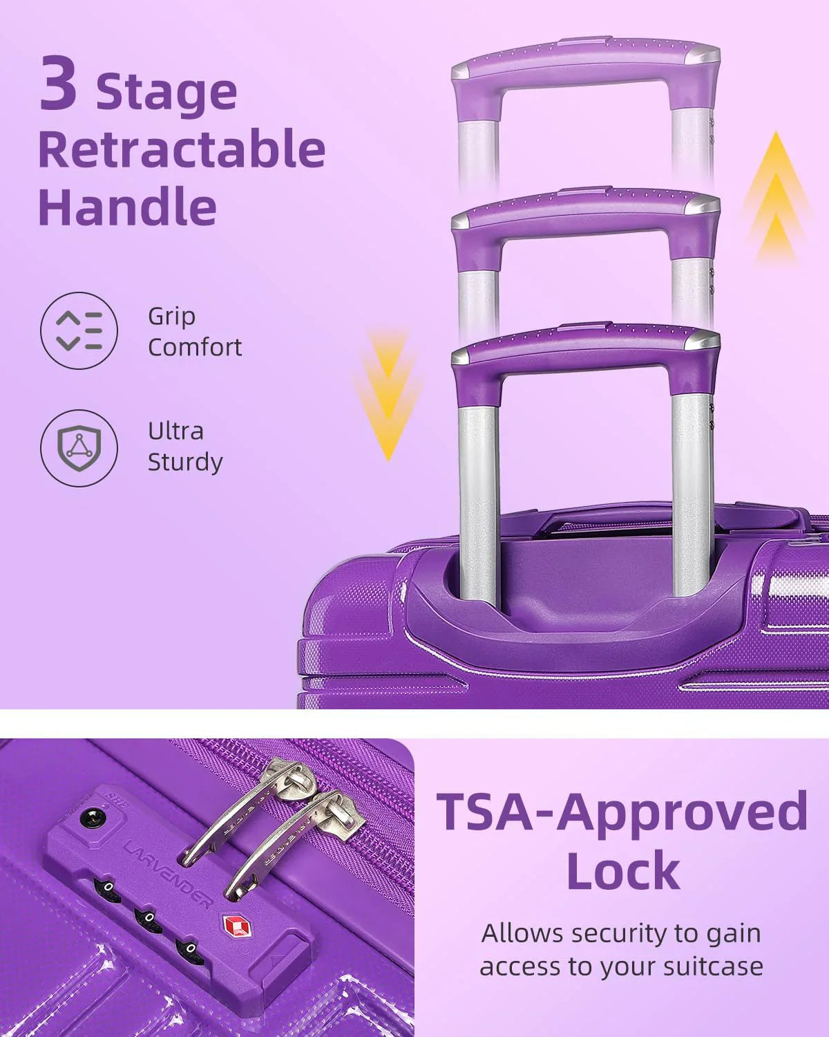 Ensemble de bagages 6 pièces, ensemble de valises rigides extensibles avec roulettes pivotantes, ensemble de bagages à roulettes légers