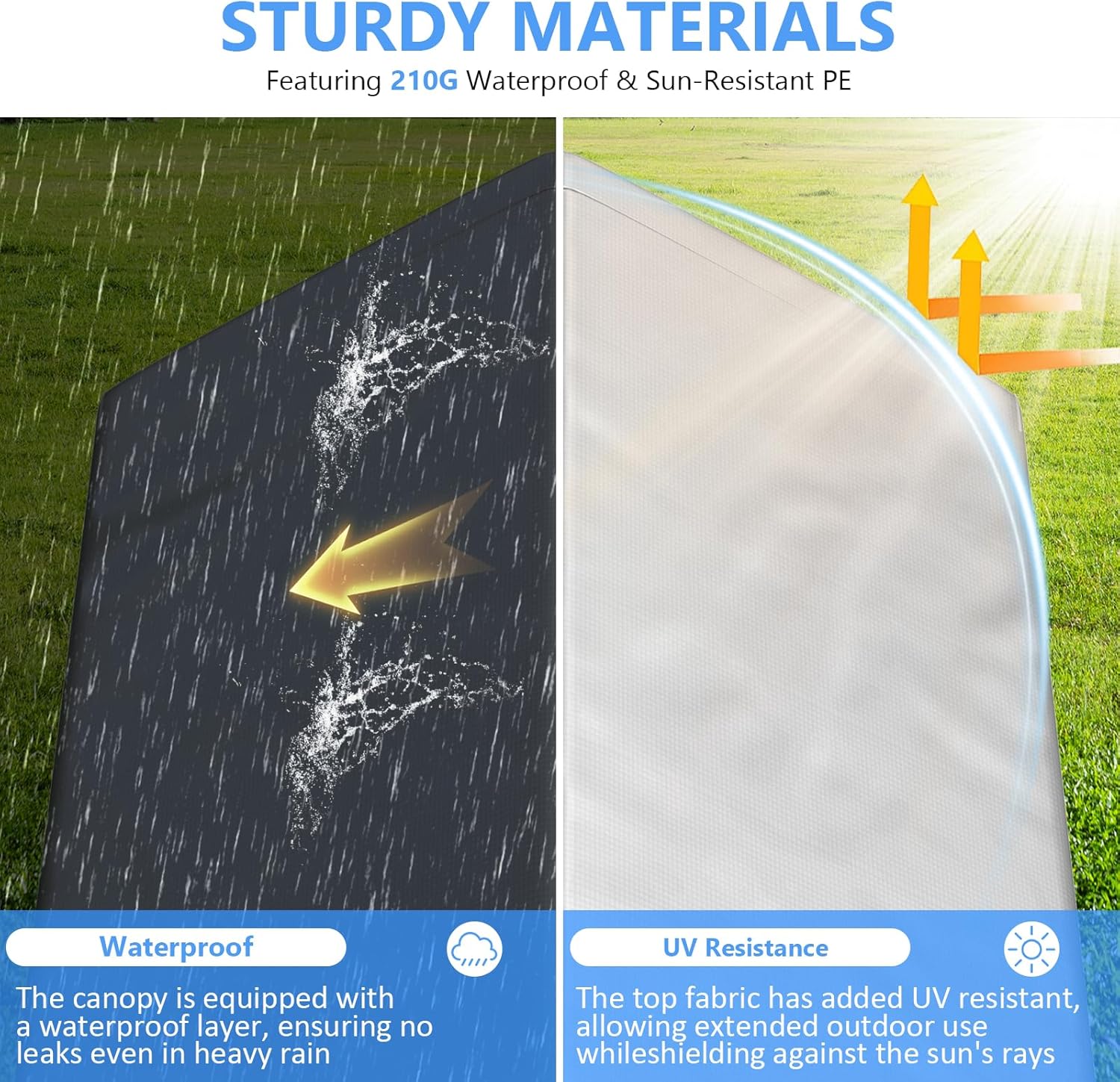 Abri d'auto robuste de 6 x 8 pieds, garage portable avec parois latérales amovibles et porte, bâche quatre saisons