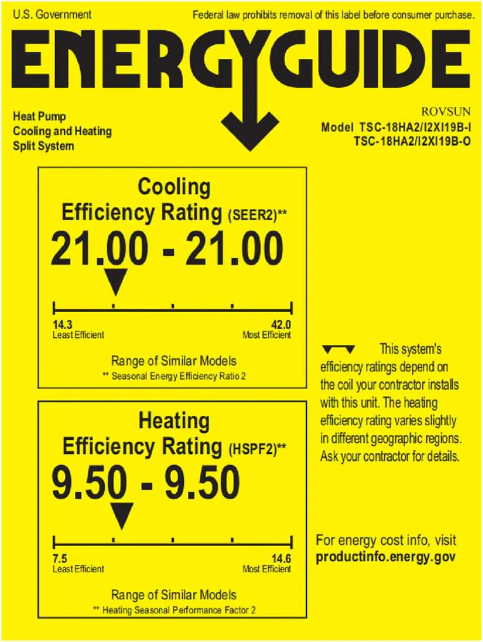 Climatiseur et chauffage mini-split Inverter ROVSUN 9 000 BTU