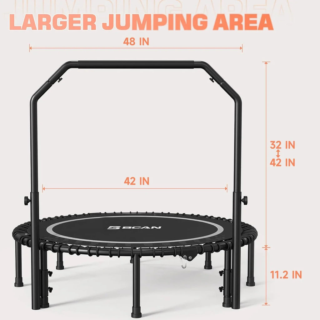 Mini-trampoline pliable BCAN 450/550 lb, trampoline de fitness 40"/48" stable et silencieux