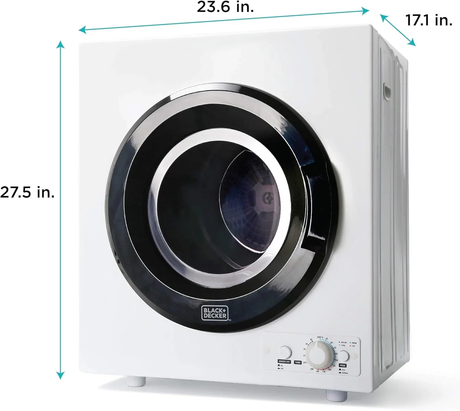 Sèche-linge compact, sèche-linge électrique de 1,5 pi³, 850 W, sèche-linge portatif ventilé de 120 V