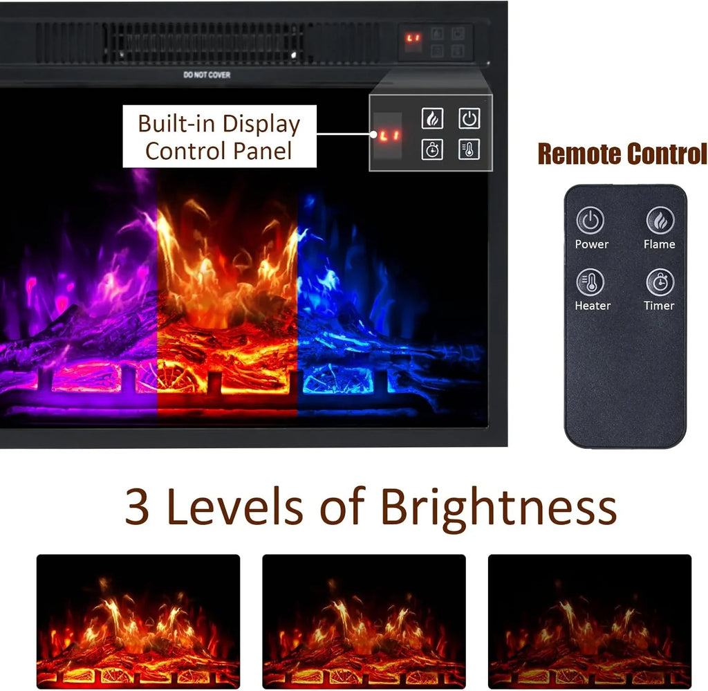 Meuble TV avec cheminée AMERLIFE et portes coulissantes style grange, compatible avec les téléviseurs jusqu'à 73 pouces, centre de divertissement avec cheminée de style ferme