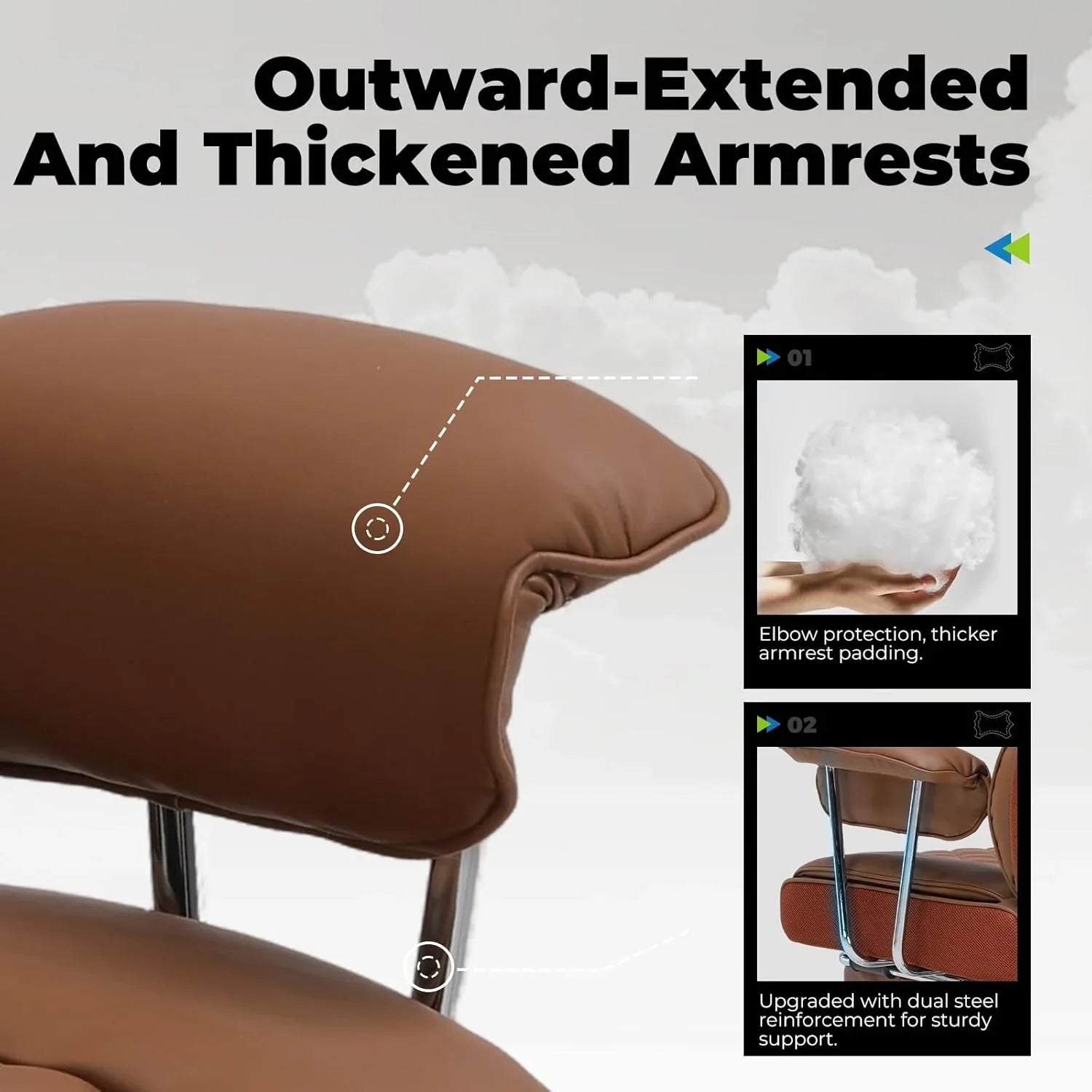 Grande chaise de bureau à dossier haut, chaise de jeu en cuir à dossier haut avec repose-pieds