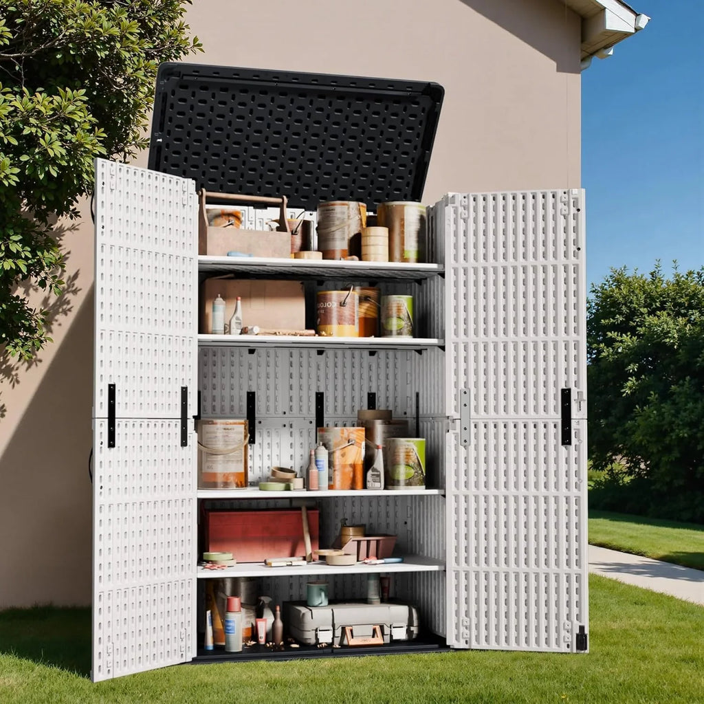 Abri de rangement horizontal extérieur Greesum 27 pieds cubes en résine grand coffre de rangement