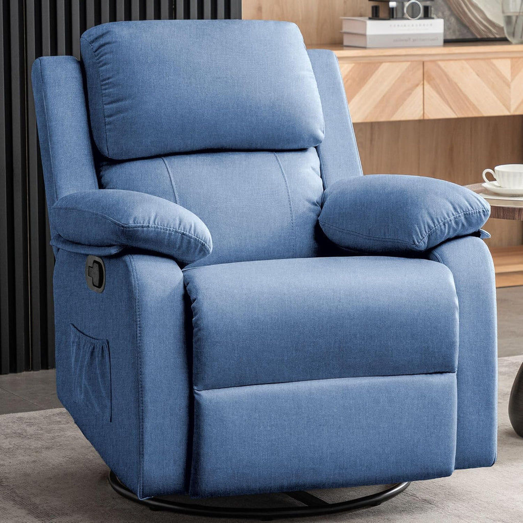 Fauteuil à bascule inclinable pivotant à 360 degrés en tissu coulissant