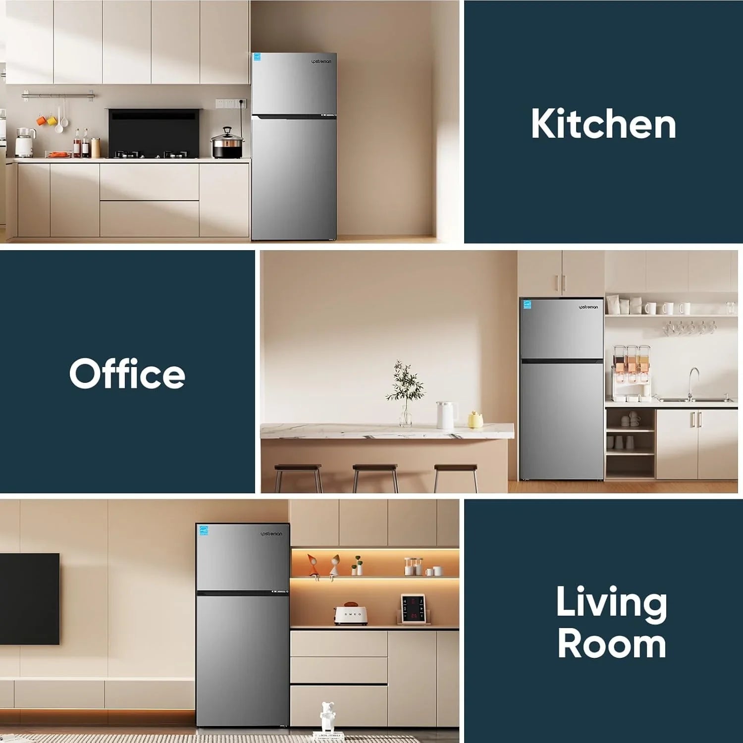 Réfrigérateur Upstreman de 7,7 pieds cubes avec congélateur, double porte,