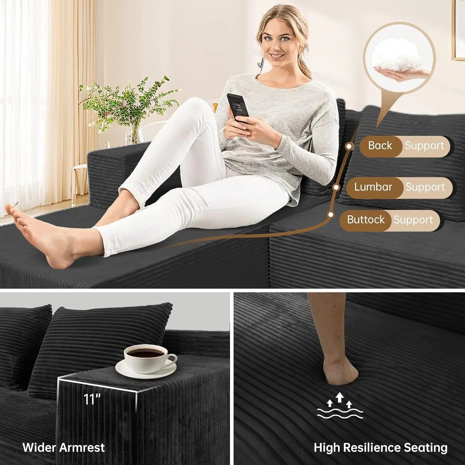 Canapé-lit gigogne de 60 pouces, canapé en mousse à mémoire de forme avec 2 oreillers, lit futon, lit d'appoint et canapé-lit,