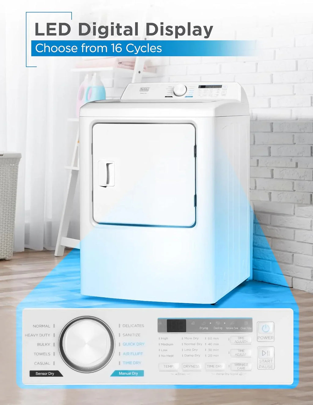 Sèche-linge compact, sèche-linge électrique de 1,5 pi³, 850 W, sèche-linge portatif ventilé de 120 V