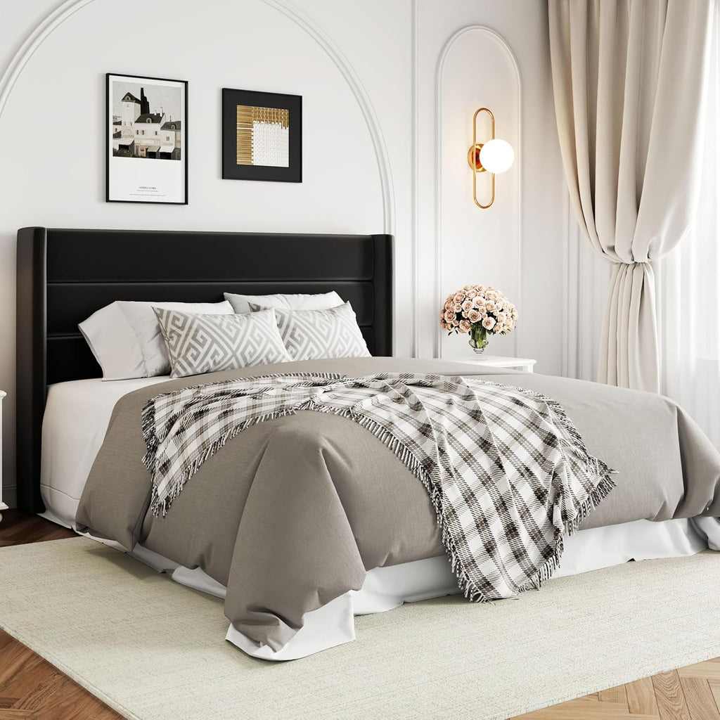 Lit queen-size relevable avec rangement Allewie, tête de lit à oreilles moderne et support hydraulique