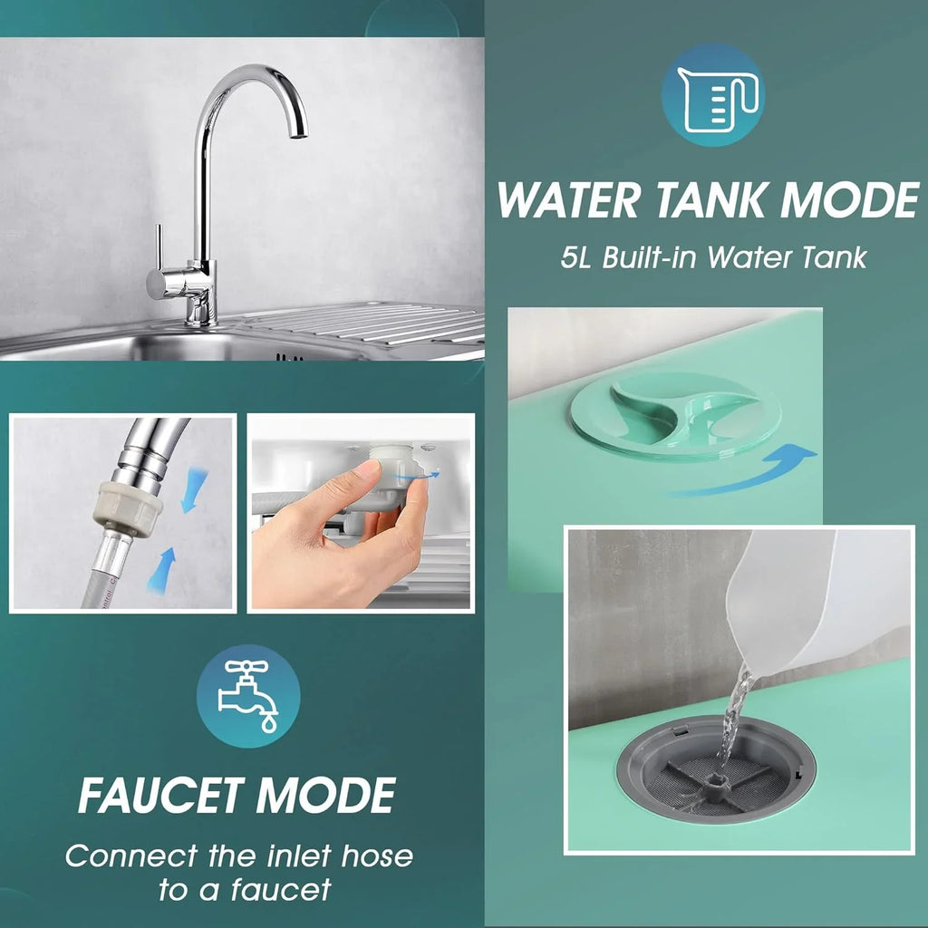 Lave-vaisselle de table portable AIRMSEN, mini lave-vaisselle à 5 programmes de lavage