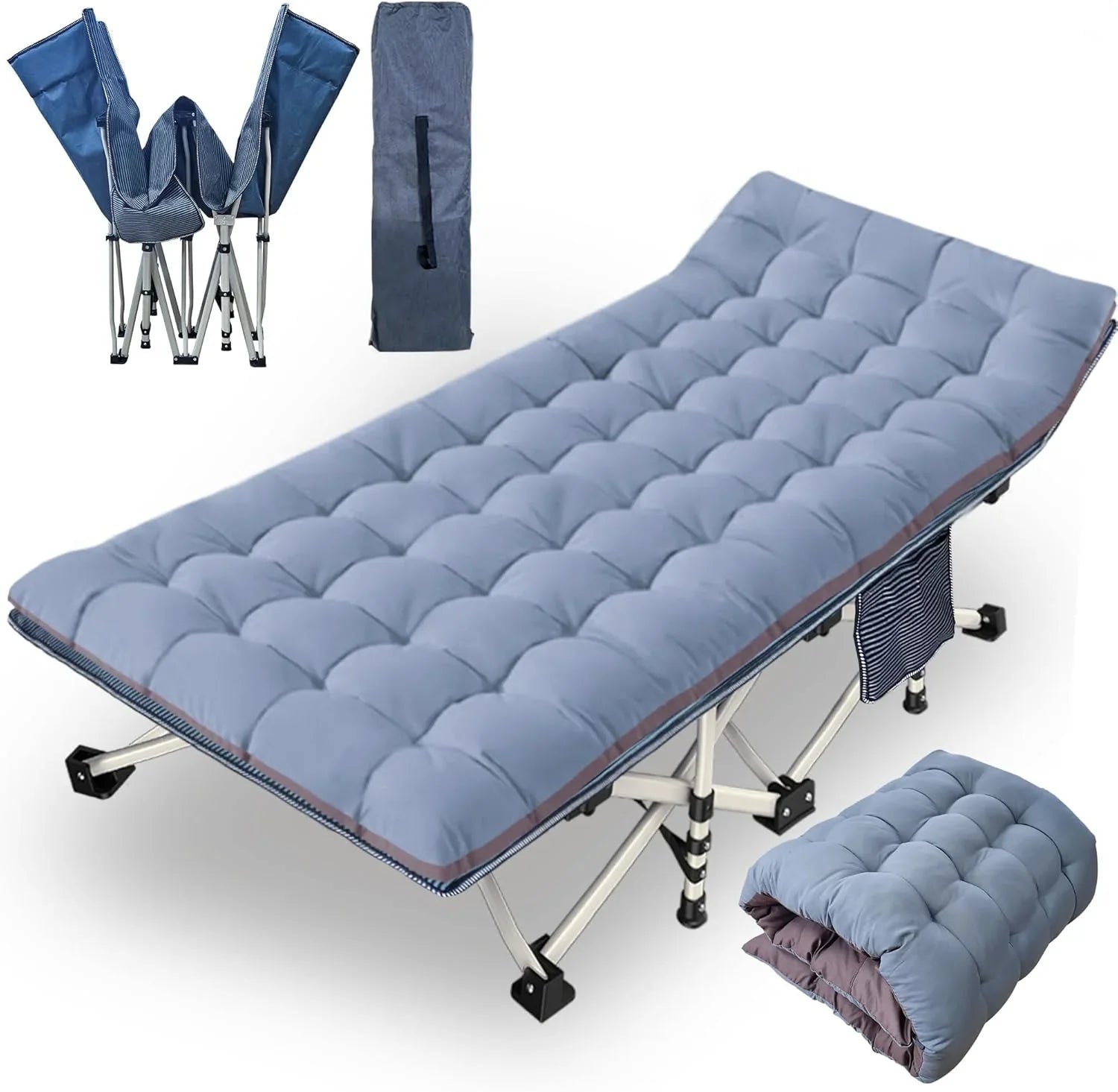 Lot de 2 lits de camp avec matelas, lit pliant confortable et robuste pour bébé