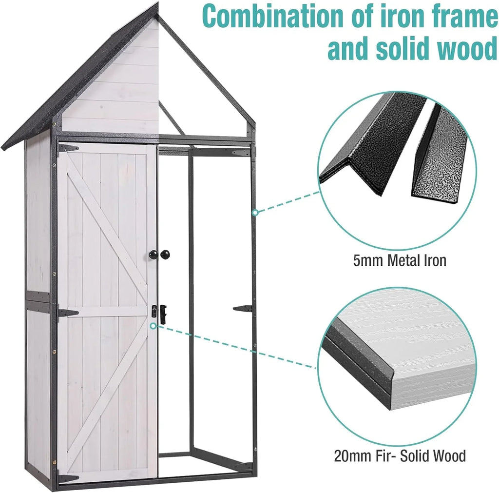 Sheds Outdoor Storage Garden Shed with Metal Frame Structure and Adjustable Shelves Large Capacity Storage Tool Cabinet Box