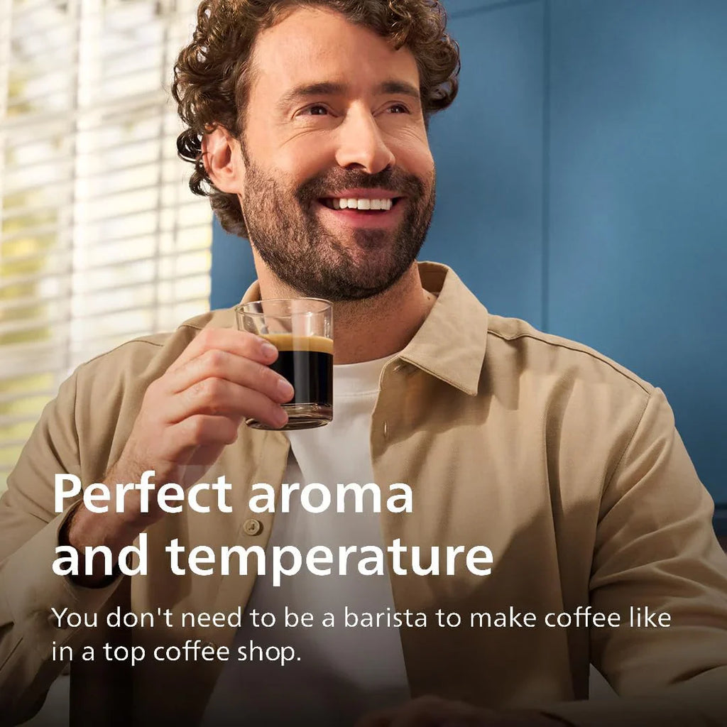 Machine à expresso entièrement automatique - 6 boissons chaudes et glacées avec broyeur en céramique