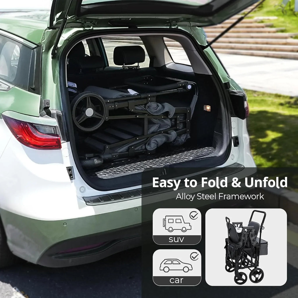 Poussette Wagon pour enfants, Poussette Wagon pour tout-petits 2 places, Poussette tout-terrain pour bébé en plein air