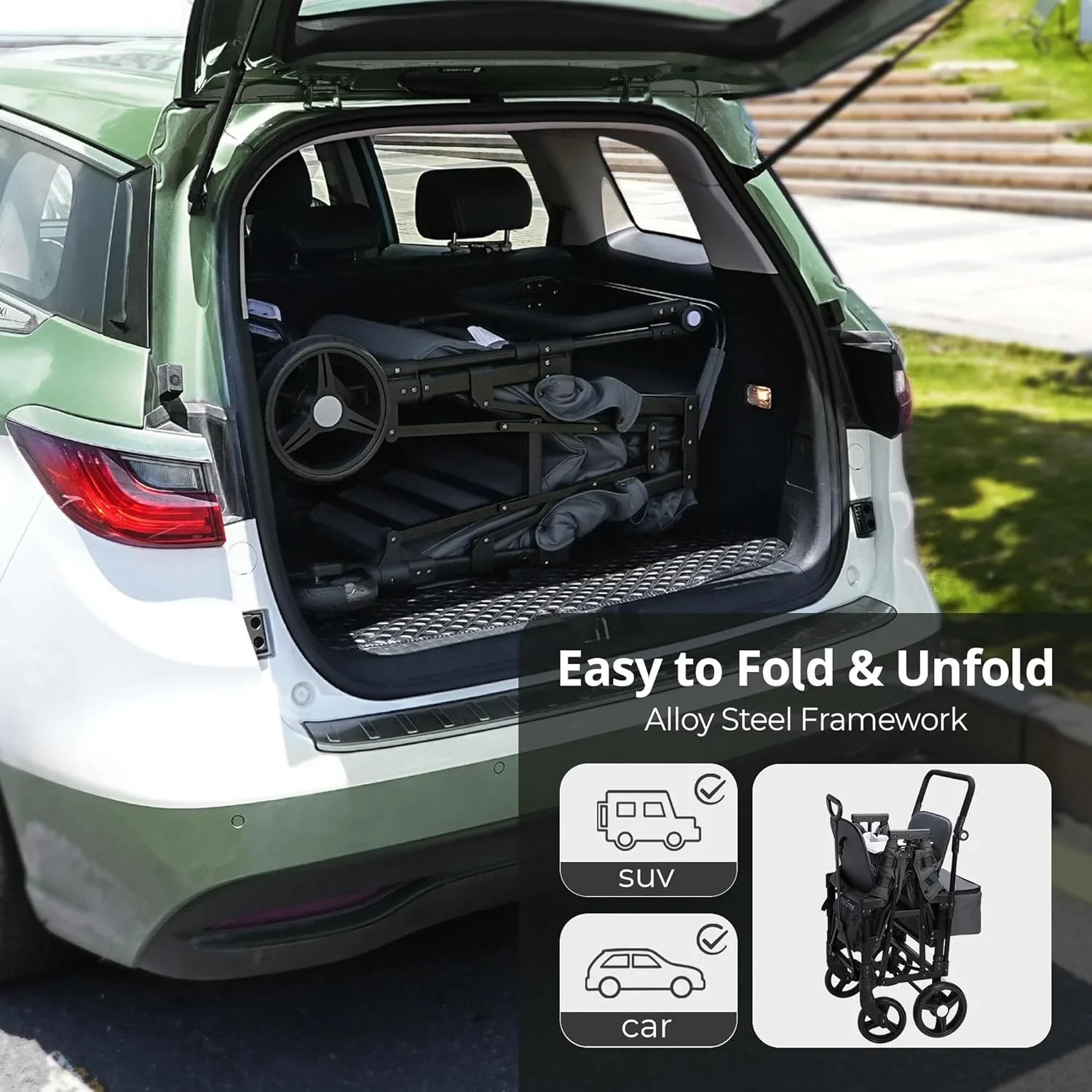 Poussette Wagon pour enfants, Poussette Wagon pour tout-petits 2 places, Poussette tout-terrain pour bébé en plein air