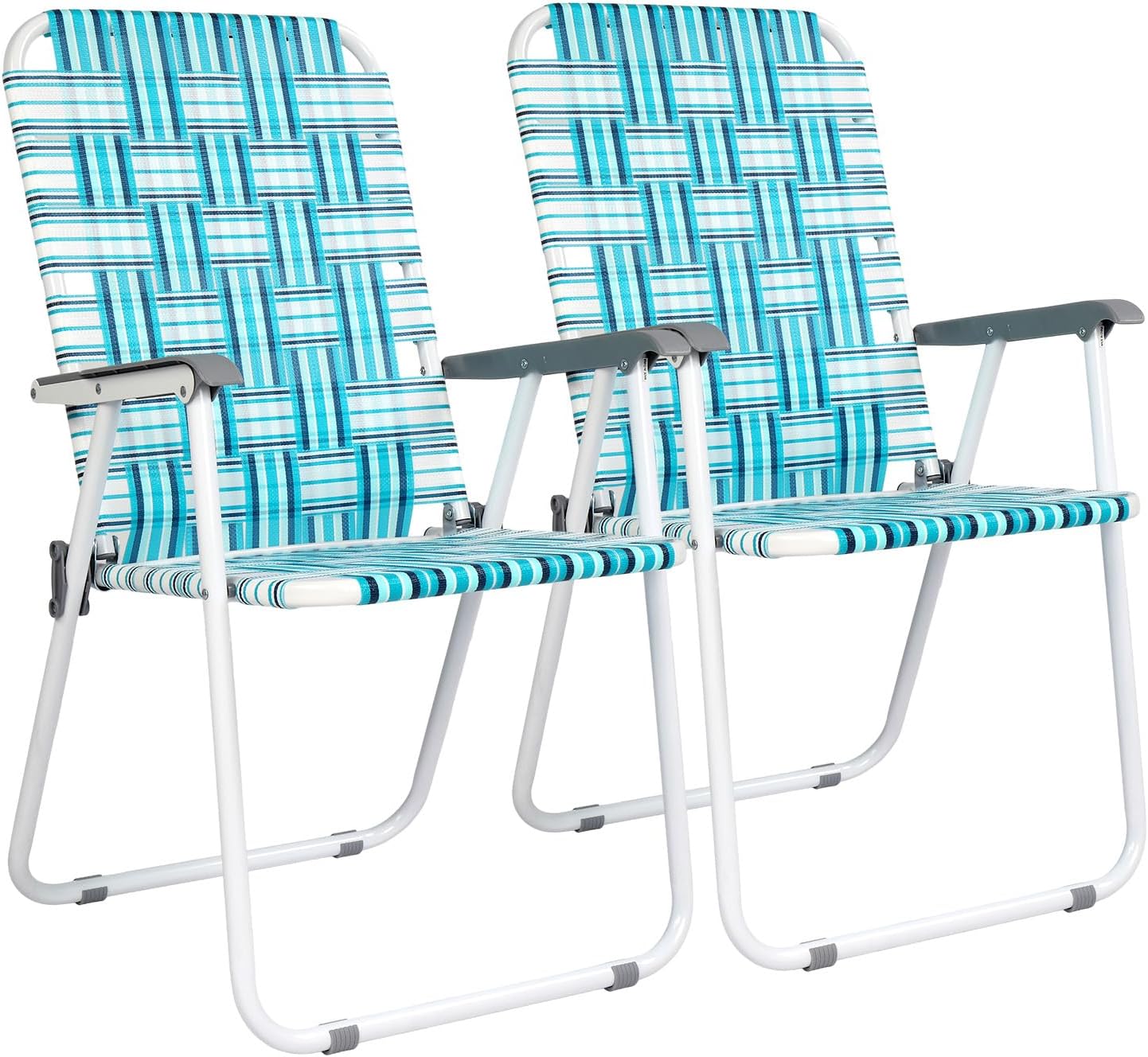 Lot de 2 chaises pliantes en toile pour patio VINGLI, chaise de plage portable pour extérieur, chaise de camping