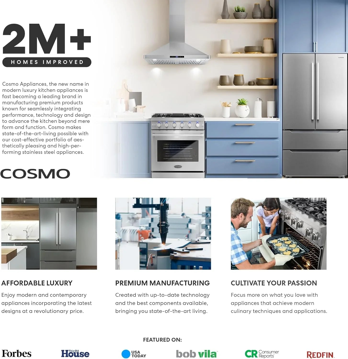 Hotte de cuisinière murale à conduit COSMO Vista Series 30 po 380 pi³/min
