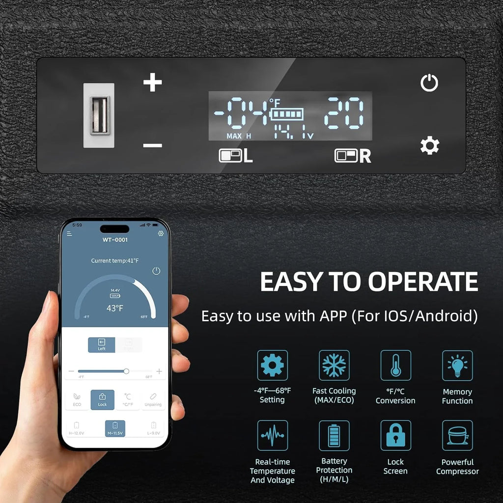 Réfrigérateur de voiture 12 V, glacière électrique portable à compresseur de 17 litres