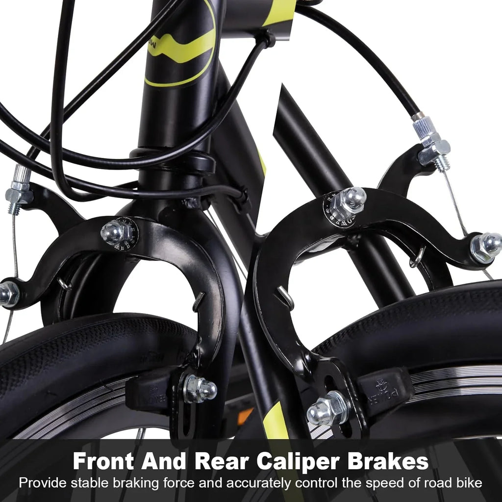 Vélo de route WEIZE, vélo de ville avec roues 700C, guidon Shimano 14 vitesses, vélo de course adulte avec freins à étrier, vélo hybride en acier à haute teneur en carbone