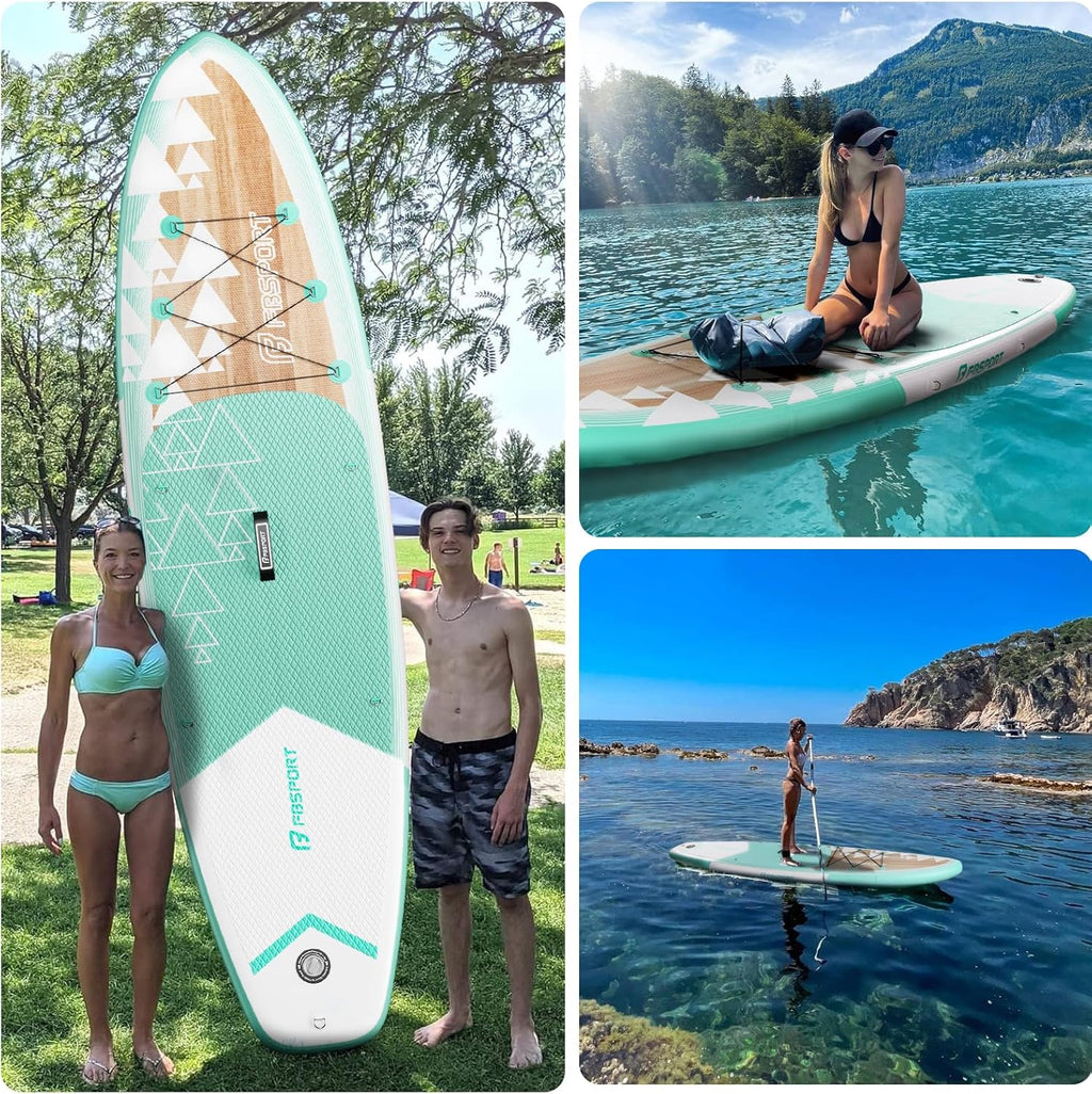 Planche de stand up paddle FBSPORT Premium 11', planche de yoga, contrôle du surf, pont antidérapant, attache, pagaie et pompe