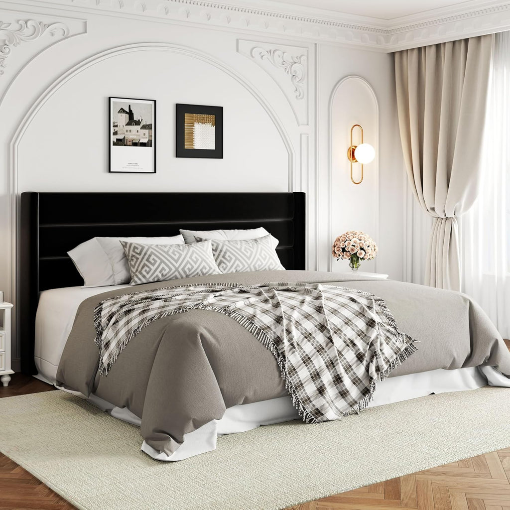 Lit queen-size relevable avec rangement Allewie, tête de lit à oreilles moderne et support hydraulique