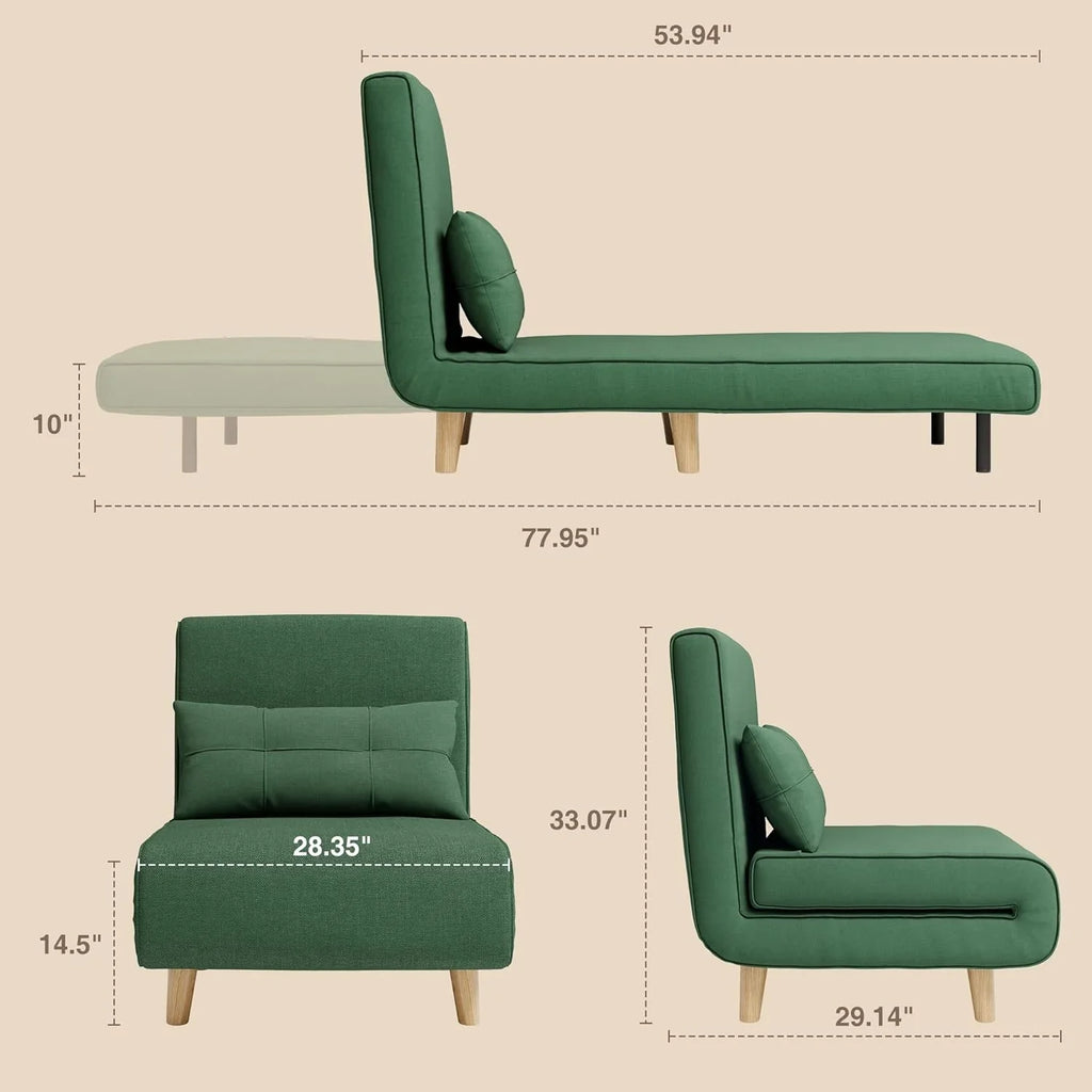 Fauteuil-lit 3 en 1, canapé-lit futon convertible avec dossier réglable