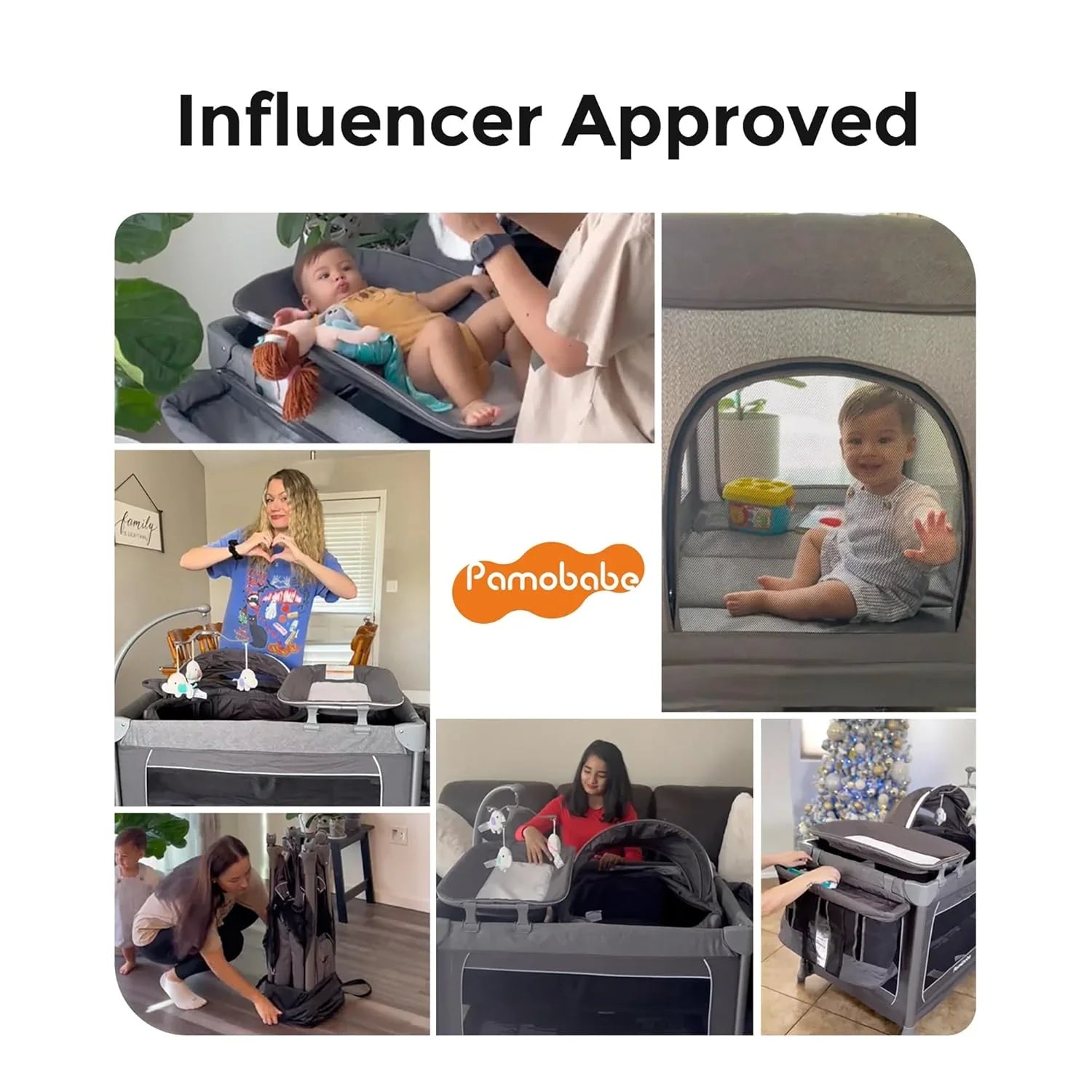 Parc pour bébé Pamo Babe - Le cadre en acier robuste offre un espace de couchage sûr et un berceau portable