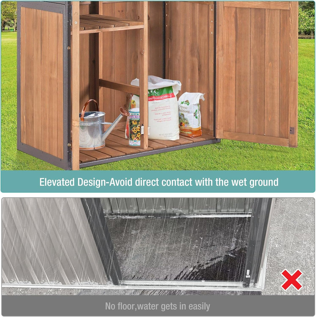 Sheds Outdoor Storage Garden Shed with Metal Frame Structure and Adjustable Shelves Large Capacity Storage Tool Cabinet Box