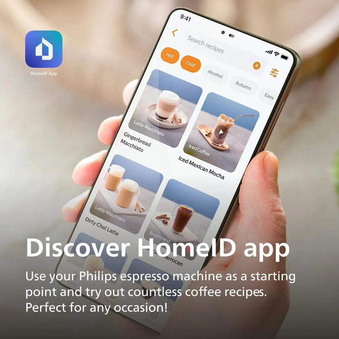 Machine à expresso entièrement automatique - 6 boissons chaudes et glacées avec broyeur en céramique