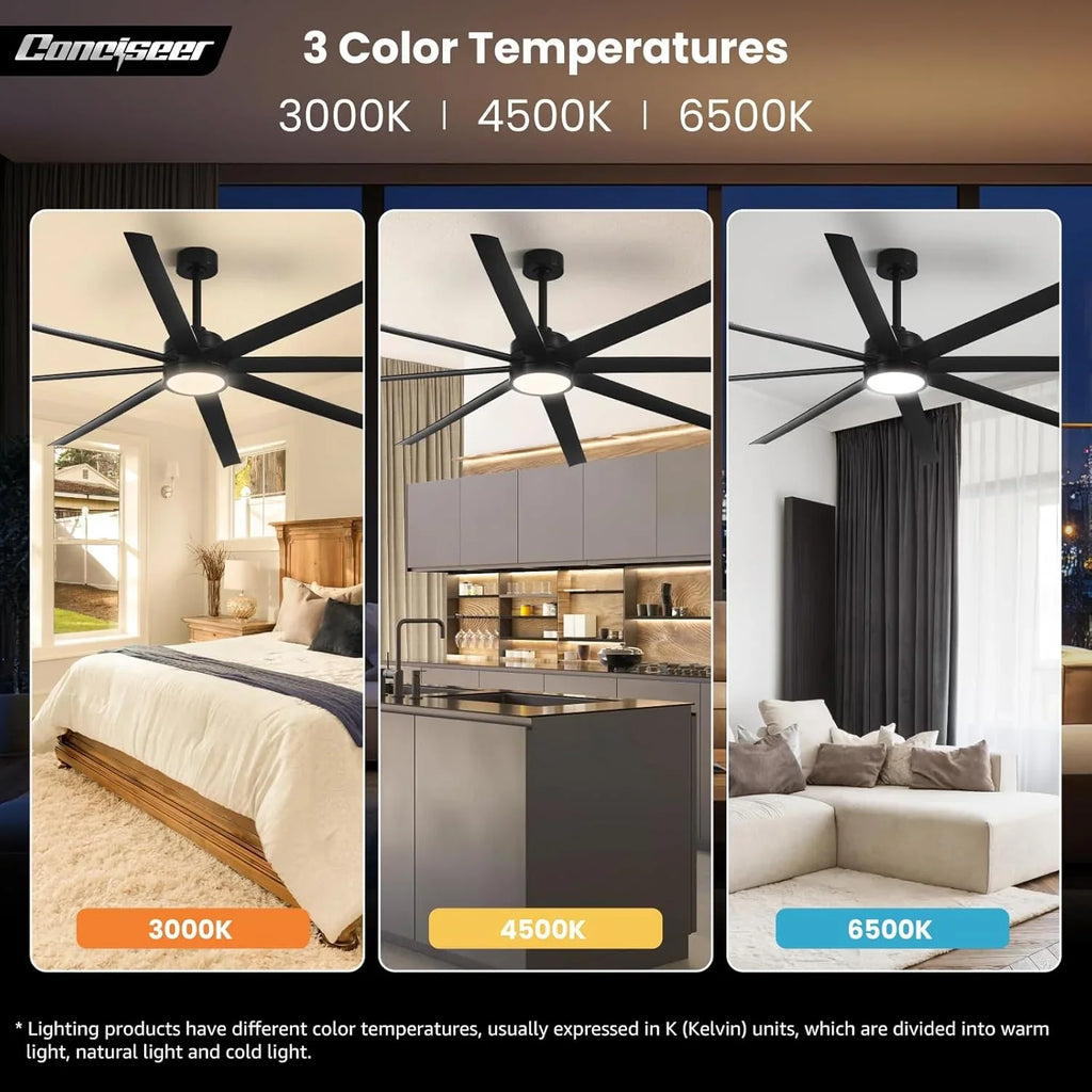 Ventilateur de plafond moderne 72 pouces chambre salon bibliothèque café extérieur/industriel