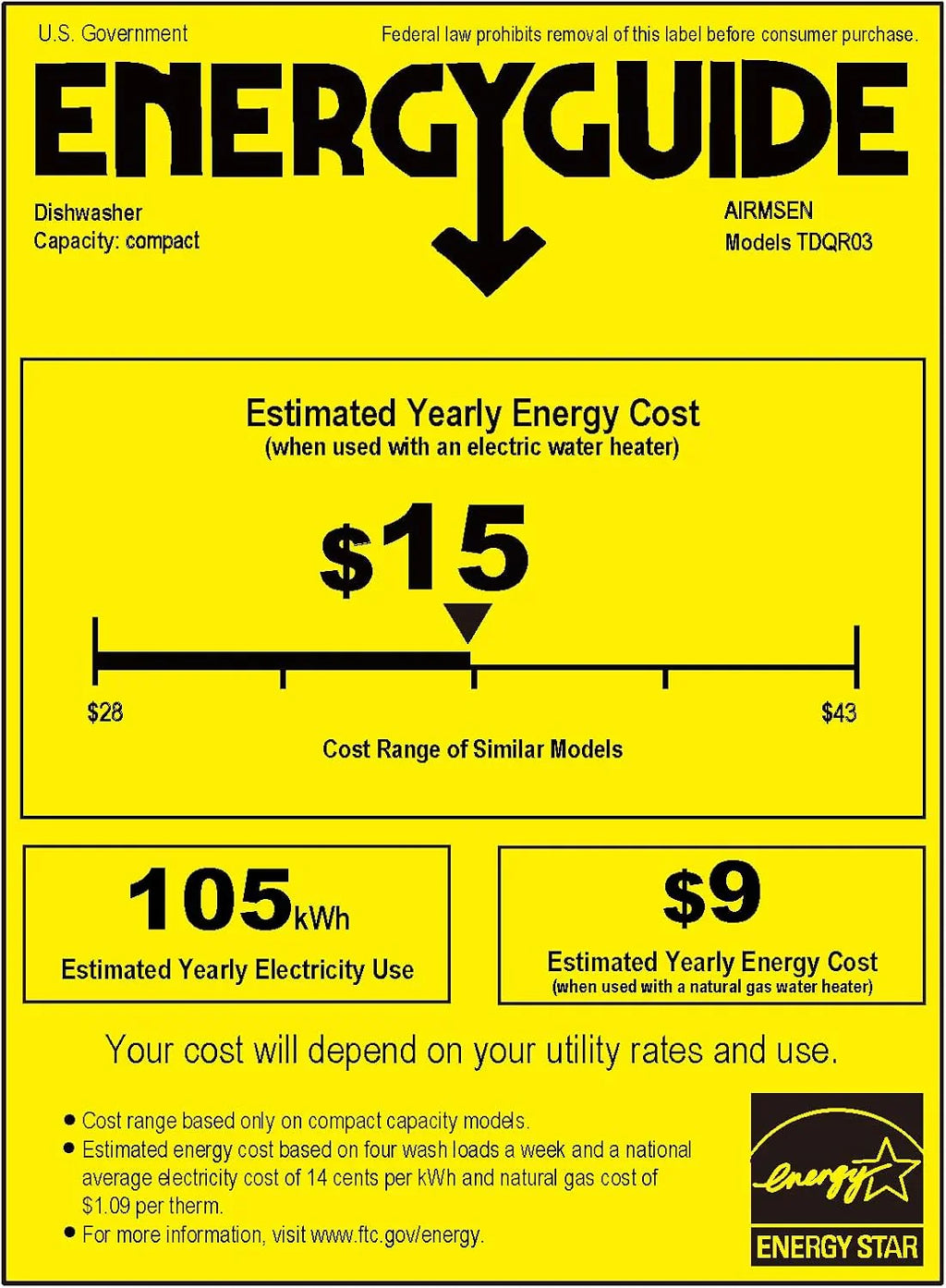 Lave-vaisselle de table portable AIRMSEN, mini lave-vaisselle à 5 programmes de lavage