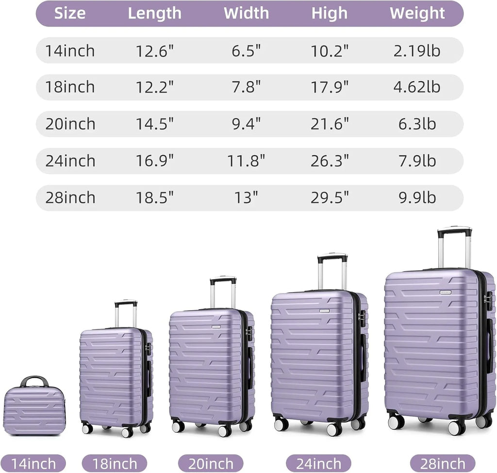 Ensemble de bagages à main légers et extensibles à coque rigide de 6 pièces