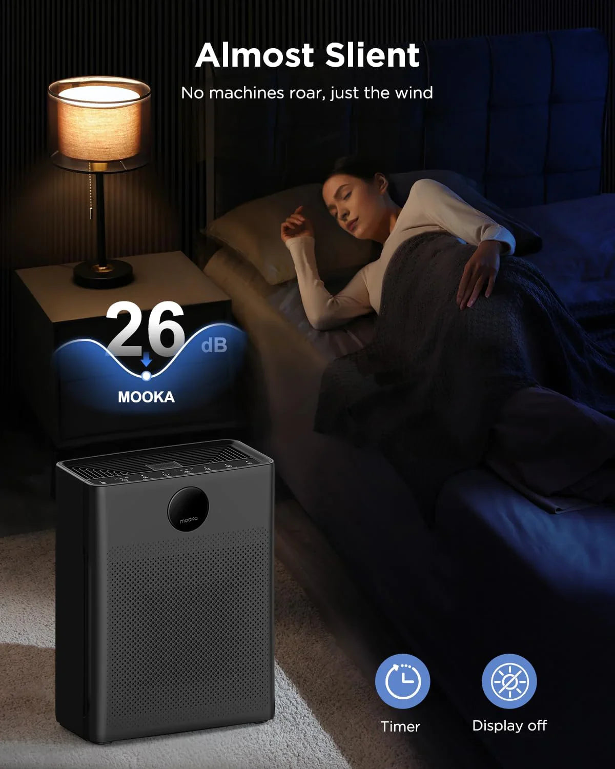 Purificateurs d'air pour la maison, grande pièce jusqu'à 2200 pi², purificateur d'air MOOKA pour animaux domestiques avec filtre lavable