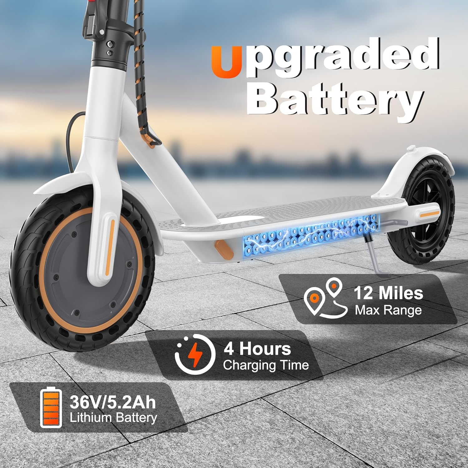 Trottinette électrique, moteur 350W/500W, vitesse maximale 19/22 mph