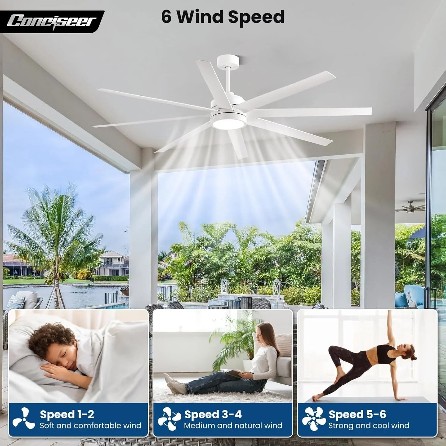 Ventilateur de plafond moderne 72 pouces chambre salon bibliothèque café extérieur/industriel