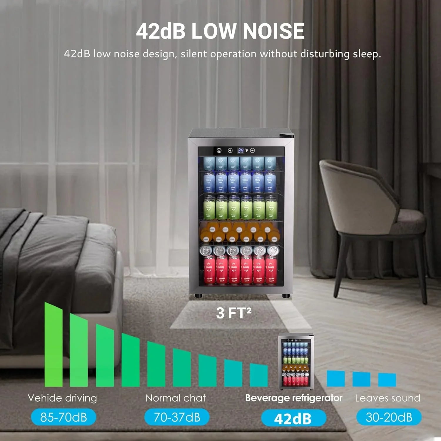 Réfrigérateur à boissons EUHOMY, mini-réfrigérateur 130 canettes avec porte vitrée pour soda, bière ou vin, refroidisseur de boissons pour la maison et le bureau