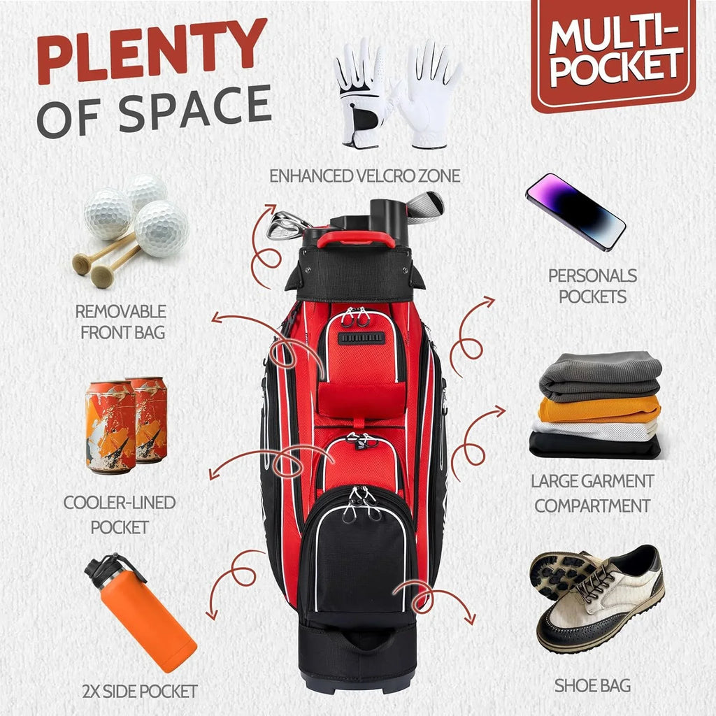 Sac de golf chariot Pro 14 compartiments avec compartiments sur toute la longueur, sac de golf pour homme