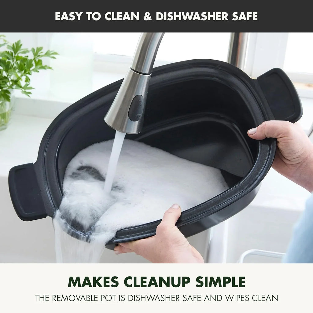 Mijoteuse électrique programmable 8 en 1 de 6 litres avec couvercle lavable au lave-vaisselle et base amovible