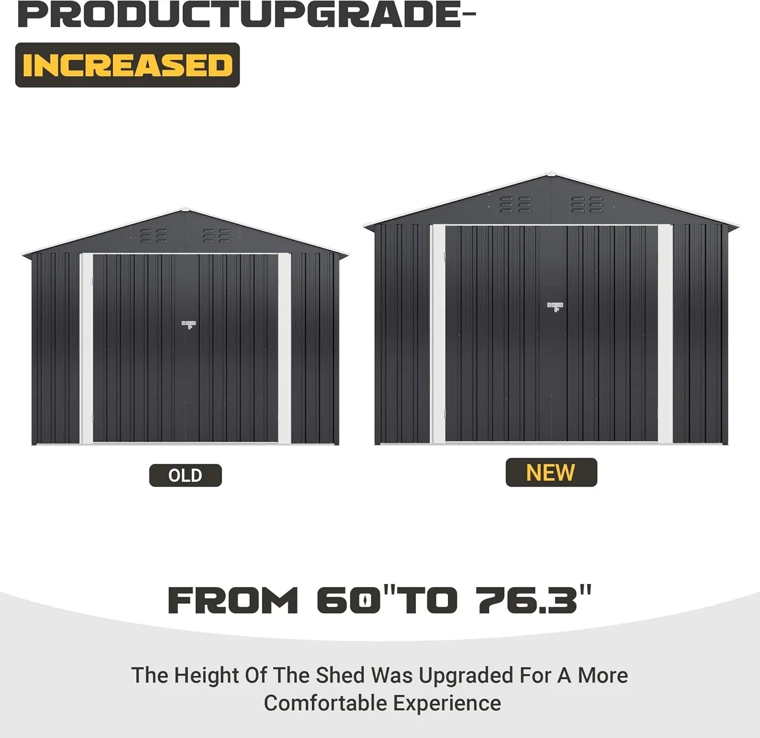 Abri de jardin extérieur Polar Aurora 8 x 12 pi, abri de jardin en métal avec structure modernisée, abris à outils pour jardin, terrasse, pelouse, noir