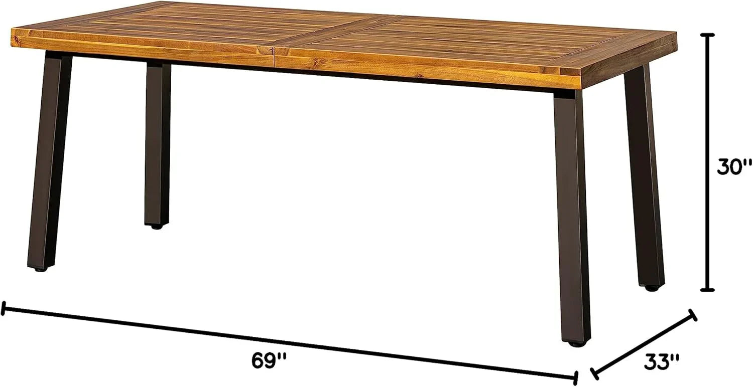 Table à manger Devoko Home en acacia pour 6 personnes, pour l'intérieur et l'extérieur