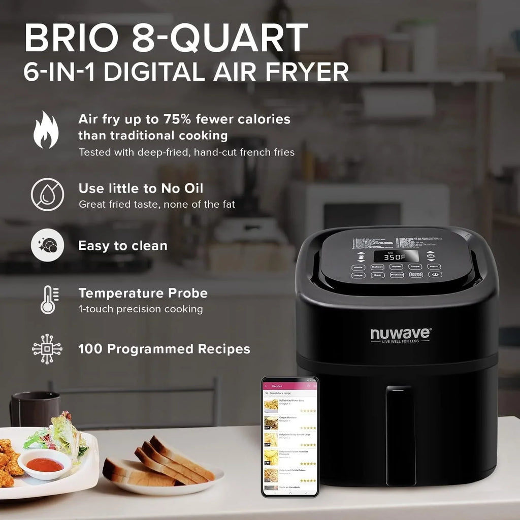 La friteuse à air/four Nuwave Brio 15,5 Qt réchauffe, cuit et déshydrate rapidement les aliments